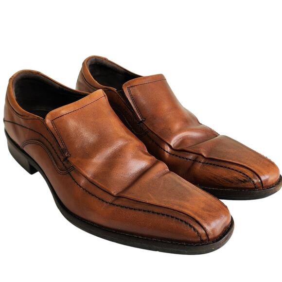 Johnston & Murphy Mens Sheepskin Leather Loafers Size 11 Cognac Brown Career - Picture 1 of 12